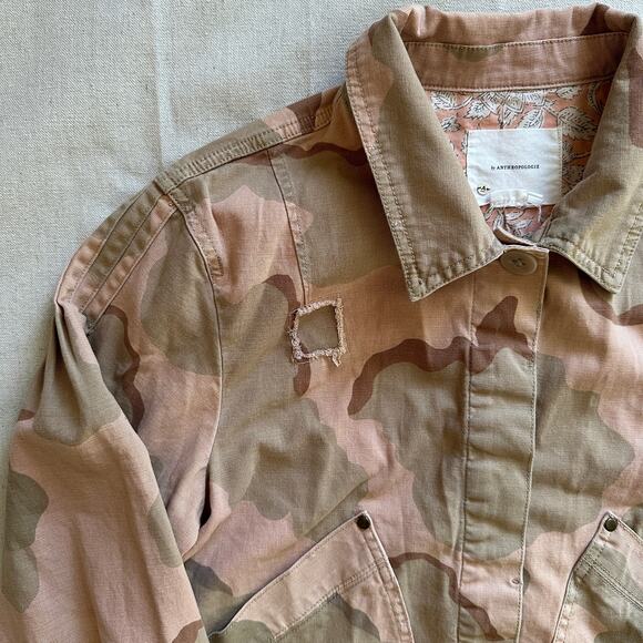 Anthropologie Lida Utility Pink Camo Jacket Womens Large Excellent Condition - Picture 7 of 10